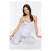 Trendyol Multicolored Striped Lace Detailed Cotton Singlets and Pants, Knitted Pajamas Set