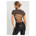 Cool & Sexy Women's Decollete Decollete Crop Blouse Brown