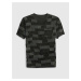 Čierno-šedé chlapčenské vzorované tričko s vrecúškom GAP
