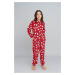 Children's Long Sleeve Jumpsuit for Older Kids, Long Pants - Red Print