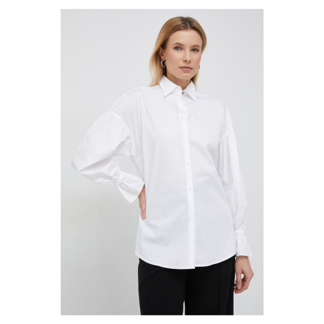 Košeľa PS Paul Smith dámska, biela farba, voľný strih, s klasickým golierom