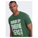 Ombre Men's cotton t-shirt with large inscription - green