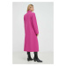 Vlnený kabát Gestuz ružová farba, prechodný, dvojradový