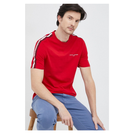 Bavlnené tričko Tommy Hilfiger červená farba, jednofarebné