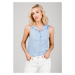 Women's pleated sleeveless shirt - blue