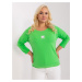 Light green plus size blouse with a round neckline