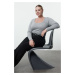 Trendyol Curve Gray Melange Camisole Knitted Plus Size Blouse