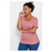 Trendyol Curve Dusty Rose Camisole Knitted Plus Size Blouse