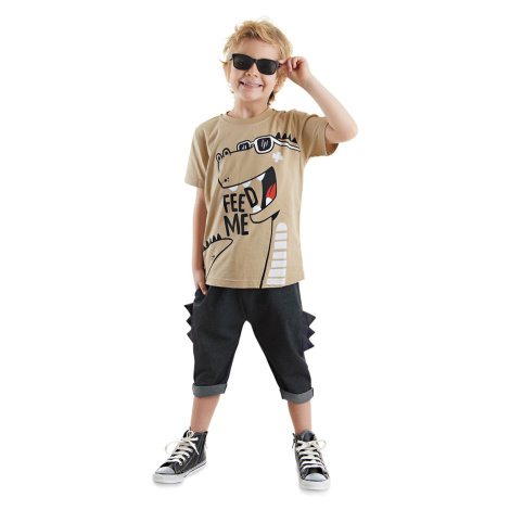 Denokids Funny Dino Boy Summer T-shirt Capri Shorts Set