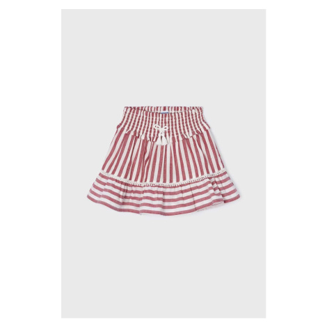 Dievčenská bavlnená sukňa Mayoral červená farba, mini, rovný strih