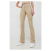 Nohavice Calvin Klein Jeans dámske, béžová farba, rovné, vysoký pás