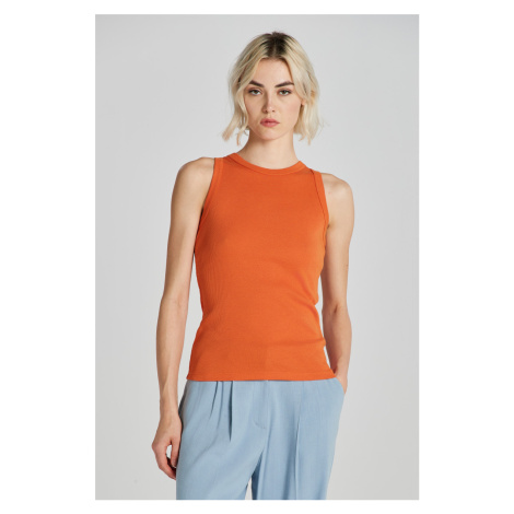 TOP GANT HIGH NECK RIB TANK TOP PUMPKIN ORANGE