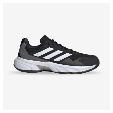 Pánska tenisová obuv Courtjam na rôzne povrchy čierno-biela Adidas