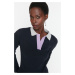 Trendyol Navy Blue Ribbed Fitted Knitted Blouse