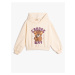 Koton Teddy Bear Print Hoodie with Sweatshirt. Elastic Waist and Cuffs, Long Sleeves.