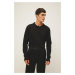 DEFACTO Black Slim Fit Slim Cut Polo Neck Basic Plain Knitwear Sweater