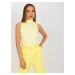 Light yellow ribbed top RUE PARIS with high neckline