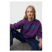 Trendyol Purple Slogan Printed Oversize/Wide Fit Knitted Sweatshirt