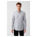 Avva Men's Black Easy-Iron Button Collar Dobby Slim Fit Narrow Cut Shirt
