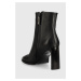 Kožené členkové topánky Calvin Klein Curved Stil Ankle Boot 80 dámske, čierna farba, na podpätku