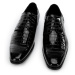Pánske derby topánky vyrobené z lakovanej kože s kroko textúrou 96-M-519-1C