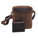 Pánske kožené crossbody tmavohnedý hunter V 250589