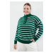 Trendyol Curve Green-Multicolored Striped Knitwear Sweater