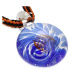 Šnúrkový náhrdelník - farbené sklo so špirálou modrej farby, oranžové vlnky