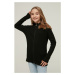 Trendyol Black Zippered Stand Up Collar Girl Knitted Cardigan
