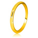 Prsteň zo žltého 14K zlata - tenké hladké ramená, číry zirkón - Veľkosť: 58 mm