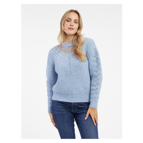 Orsay Light Blue Women's Sweater with Lace - Women