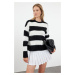 Trendyol Black Soft Texture Striped Crew Neck Knitwear Sweater