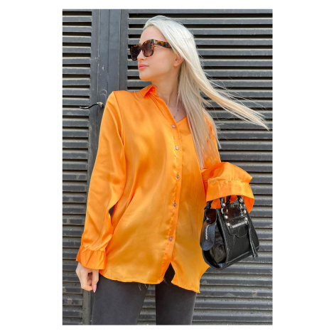 Madmext Orange Basic Women's Satin Shirt Mg1326