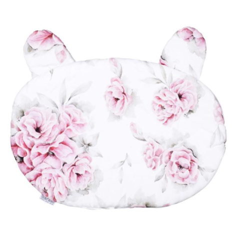 Detský bavlnený vankúš s uškami - ružové kvety