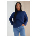 Trendyol Navy Blue More Sustainable Thessaloniki/Knitwear Look Relaxed/Comfortable Fit Knitted B