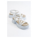 LuviShoes Senza dámske biele sandále z pravej kože