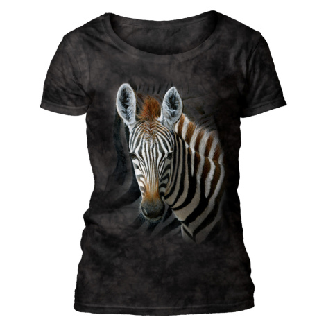 Dámske batikované tričko The Mountain - STRIPES - zebra - tmavo šedé