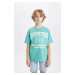 DEFACTO Boy's Crew Neck Printed Short Sleeve T-Shirt