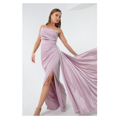 Lafaba Women's Lilac One-Shoulder Satin Evening Dress & Prom Dress