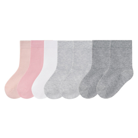 lupilu® Dievčenské ponožky s biobavlnou, 7 párov (bledoružová/biela/sivá)