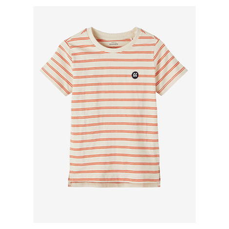Oranžovo-béžové chlapčenské pruhované tričko name it Voby