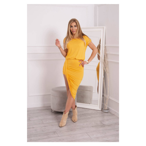 Asymmetrical dress mustard