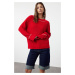 Trendyol Red Wide Fit Piping Detailed Knitwear Sweater