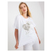 White loose T-shirt of larger size with print