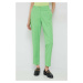 Bavlnené nohavice Tommy Hilfiger zelená farba, rovné, vysoký pás
