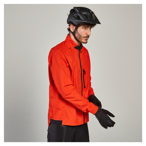 Pánska nepremokavá bunda 500 na horskú cyklistiku červená ROCKRIDER