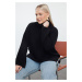 Trendyol Curve Black Turtleneck Wide Pattern Knitwear Sweater