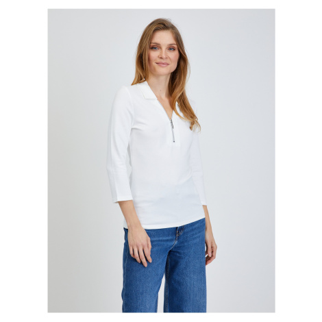 Cream T-shirt with three-quarter sleeves ORSAY - Women