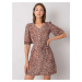 Brown patterned dress with belt