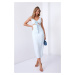 Summer dress with a tied neckline in light blue